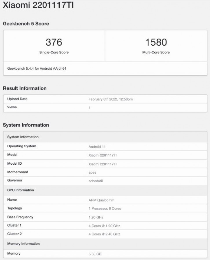 Xiaomi Redmi Note 11 4G ขึ้นทดสอบบน Geekbench