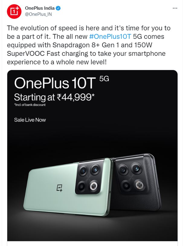 OnePlus 10T เปิดขายที่อินเดียแล้ว